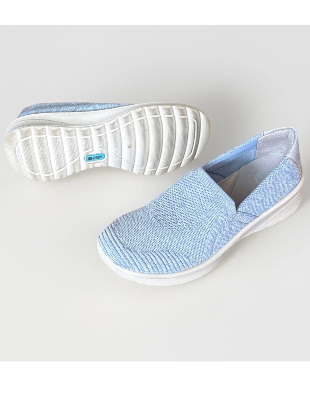 BZEES LIFESTRIDE GETTY Slip-on Loafer Knit Travel Sneaker Washable BLUE WMNS 6.5